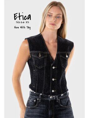 Ética Hollis Denim Vest - Morrow Bay XS X-Small NWT New With Tag, Women